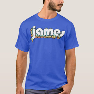 T-shirt James Retro Typographie arc-en-ciel style défraîch