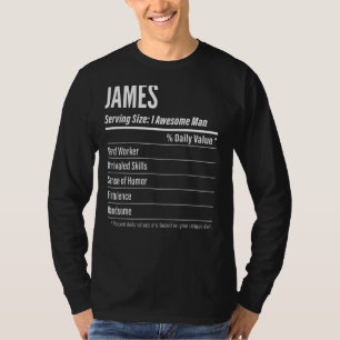 T-shirt James Taille du service Nutrition Calories Étiquet