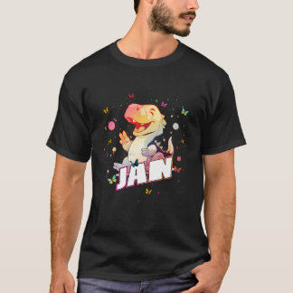 T-shirt Jan - Nom Du Petit Garçon Avec Dinosaure Mignonne