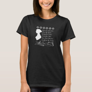 T-shirt Jane Austen Cite Fierté Préjugés Club de livre Lit