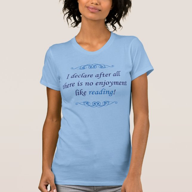 T-shirt Jane Austen - Pride and Prejudice - Reading (blue) (Devant)