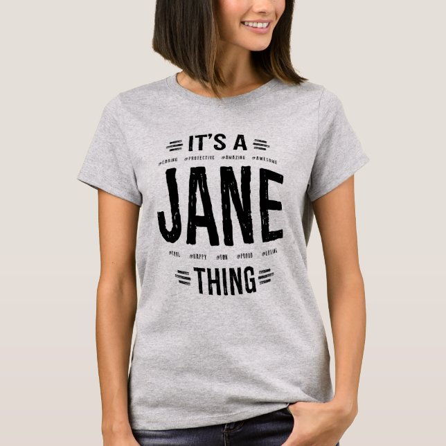 T-shirt Jane Nom personnalisé Cadeau Anniversaire (Devant)