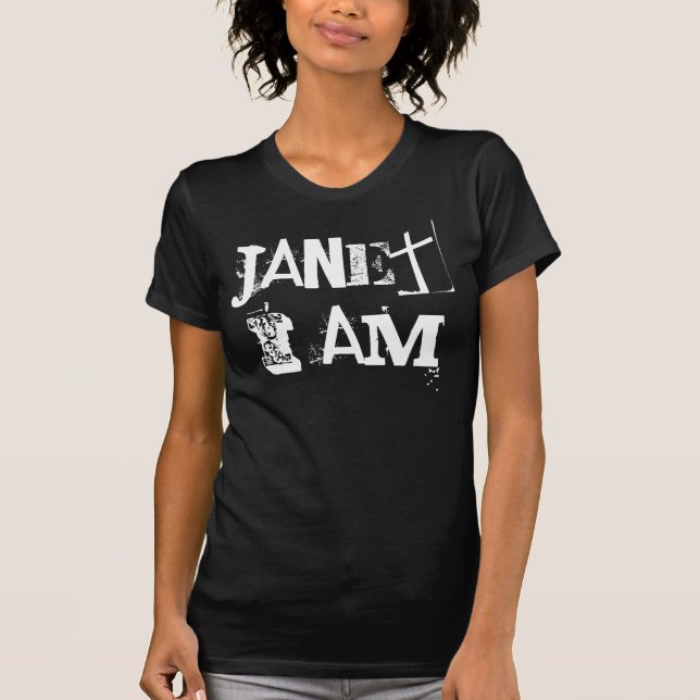 T-shirt Janet Je suis Jan Je ne suis pas en noir et blanc (Devant)