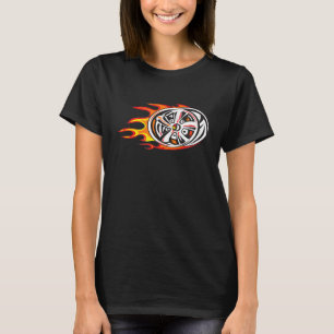 T-shirt Jantes Vintage en Feu Roues de Voiture Rétro Racin