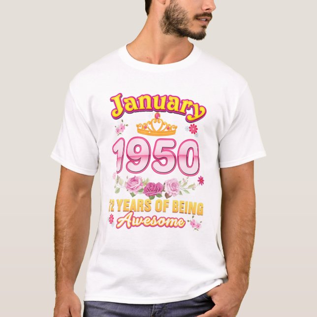 T-shirt Janvier 1950 75 Ans D'Être Impressionnant (Devant)