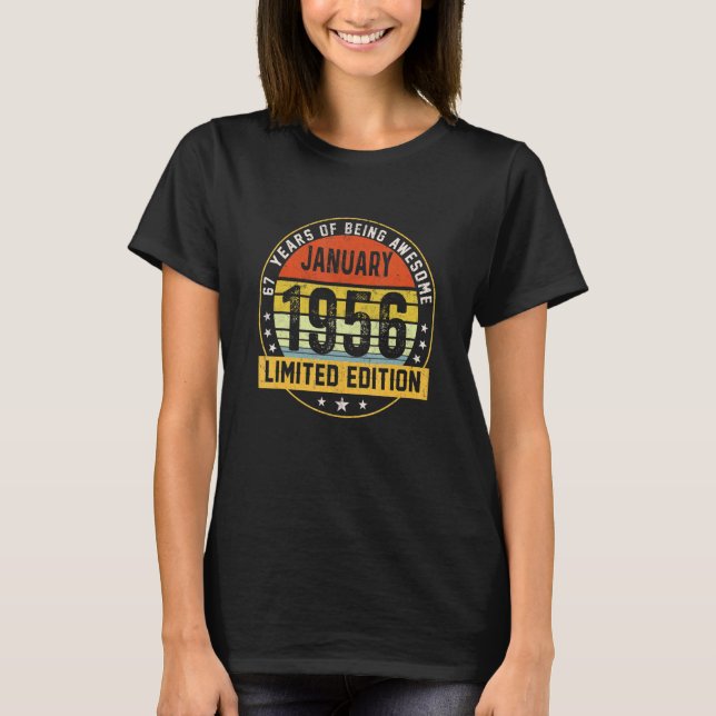 T-shirt janvier 1956 67 ans 67e anniversaire (Devant)