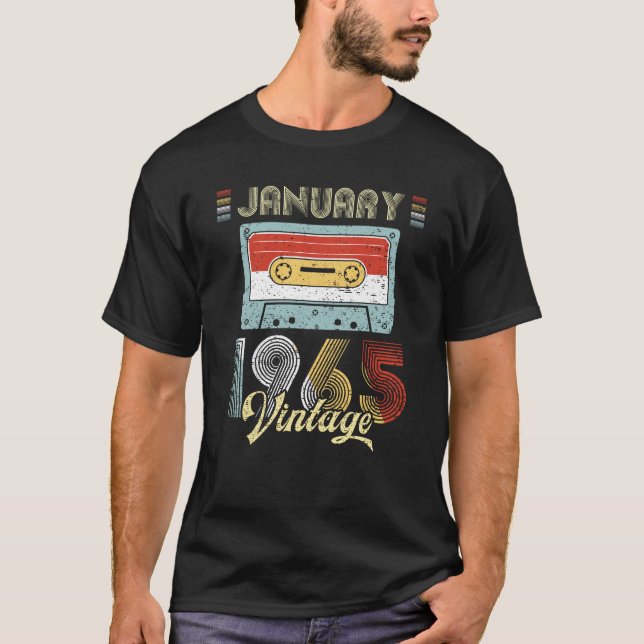 T-shirt Janvier 1965 enregistreur à cassettes vintage (Devant)