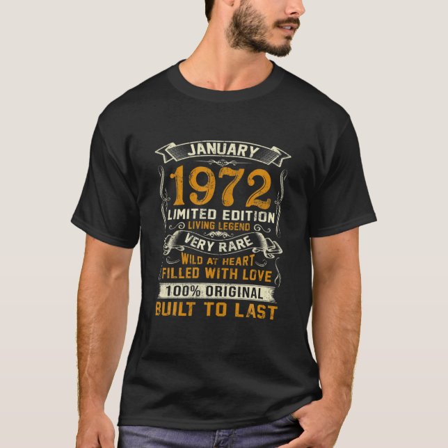 T-shirt Janvier 1972 50 Years Old 50th Birthday (Devant)