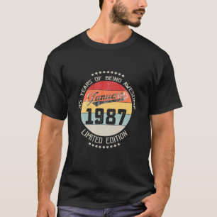 T-shirt Janvier 1987 35E Cadeau Anniversaire 35 Ans Être A