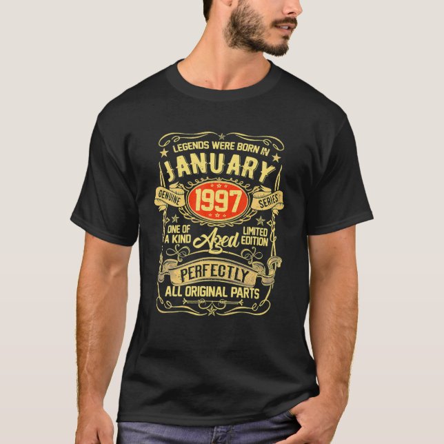 T-shirt Janvier 1997 25E Anniversaire Cadeaux 25 Ans Homme (Devant)