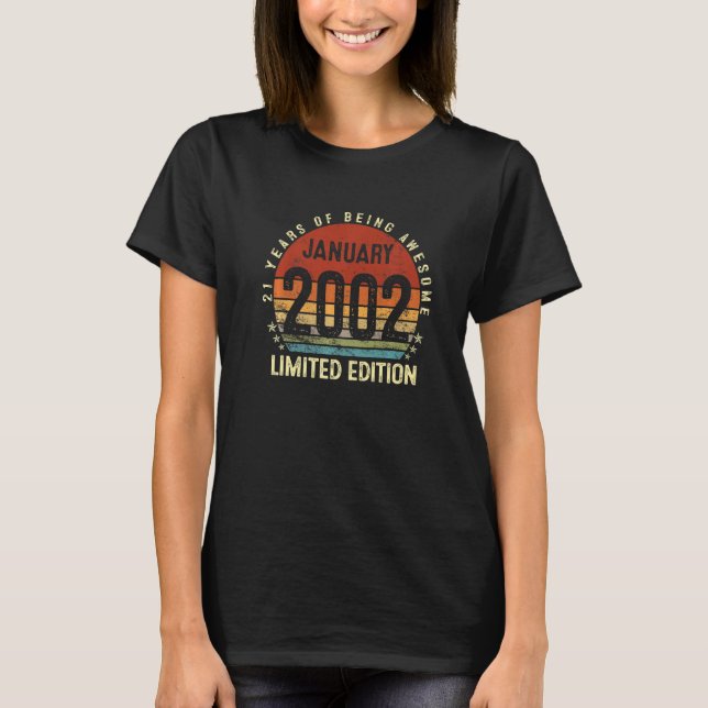 T-shirt Janvier 2002 21e anniversaire Vintage (Devant)