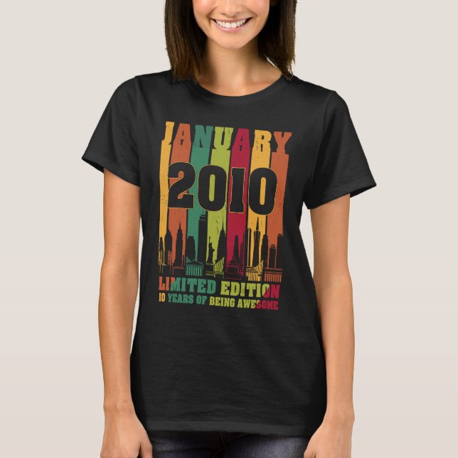 T-shirt Janvier 2010 10e anniversaire 10 ans Anniversaire (Devant)