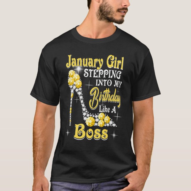 T-shirt Janvier Fille Entrant Dans Mon Anniversaire Comme  (Devant)