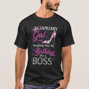 T-shirt Janvier Fille entrant dans mon anniversaire comme