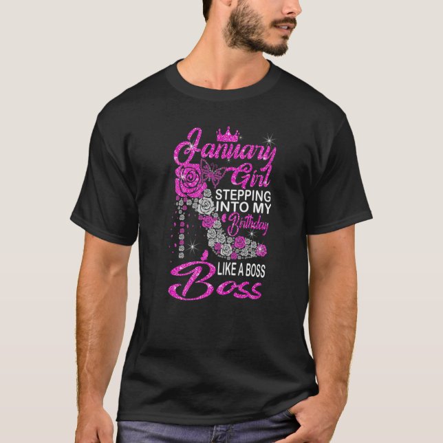 T-shirt Janvier Fille Entrant Dans Mon Anniversaire Comme  (Devant)