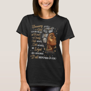 T-shirt Janvier Girl Afro Locs Girl Black Women Queen Birt