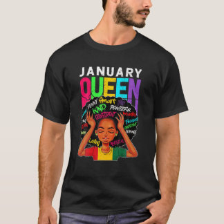 T-shirt Janvier Reine Afro Melanin Fille Prier Anniversair