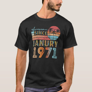 T-shirt Janvier vintage 1971 92 ans 51ème anniversaire hom