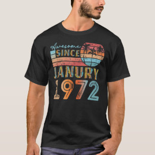 T-shirt Janvier vintage 1972 92 ans 50e anniversaire homme