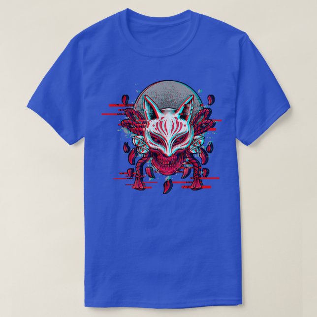 T-shirt Japan Anime Mask Kitsune Samurai Demon Oni Yandere (Design devant)