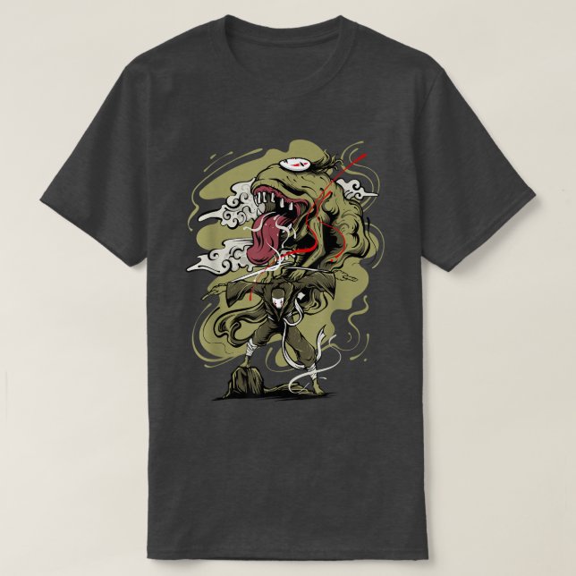 T-shirt Japan Anime Oni Mask Kitsune Samurai Demon Yandere (Design devant)