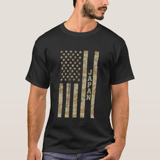 T-shirt Japan Asian Culture Desert Camo Distressed America (Devant)