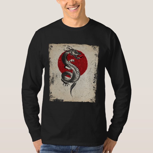 T-shirt Japan dragon artwork Japanese Retro (Devant)