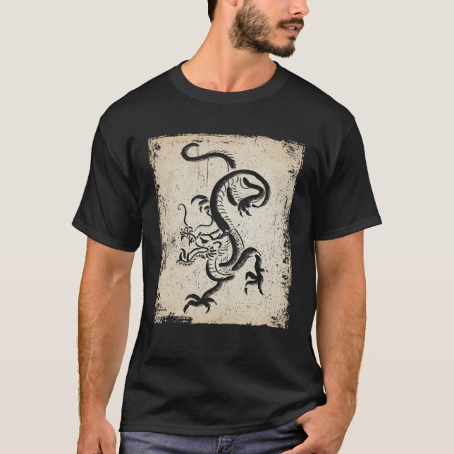 T-shirt Japan dragon artwork Japanese Retro (Devant)