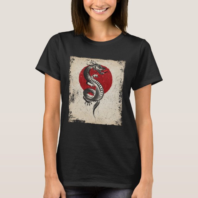 T-shirt Japan dragon artwork Japanese Retro (Devant)