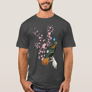 T-shirt Japan Sakura Cherry Blossom Pheasant Bird Japanese