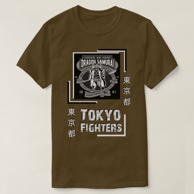 T-shirt Japan Tokyo Fighter Style Samurai Warrior Top  (2) (Design devant)
