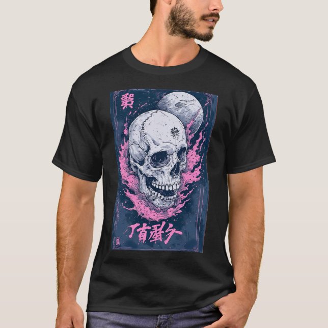 T-shirt Japanese Anime Emo Gothic Skull Reaper Art 01 (Devant)