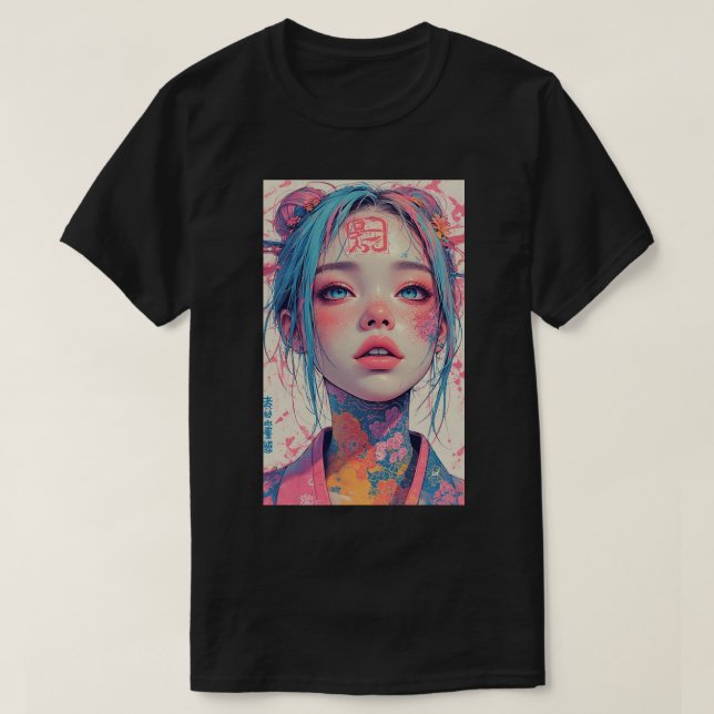 T-shirt Japanese Anime Girl Fantasy Art 04 (Design devant)