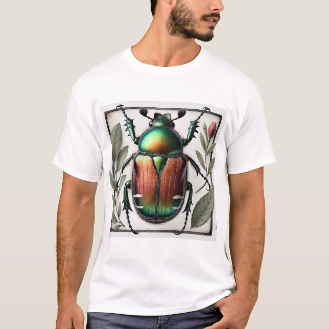 T-shirt Japanese beetle painting 110924IREF232 - Watercolo (Devant)