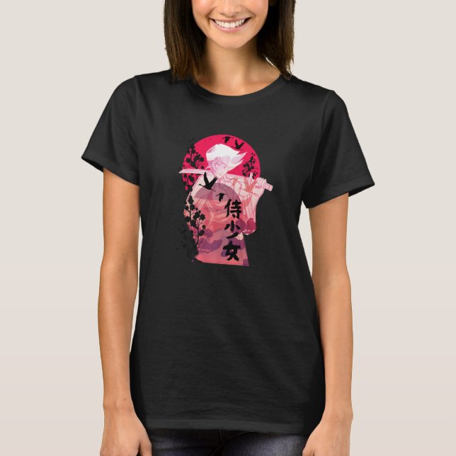T-shirt Japanese Birds Flowers Women Inspirational (Devant)