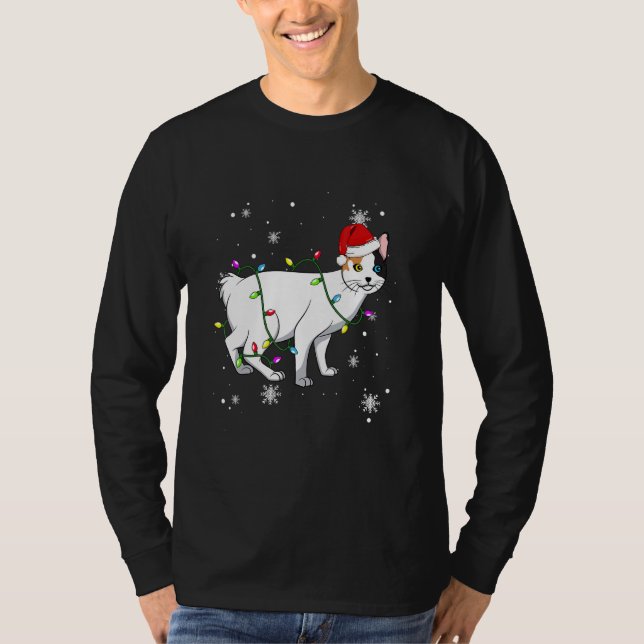 T-shirt Japanese Bobtail Cat Christmas Lights Christmas Ca (Devant)