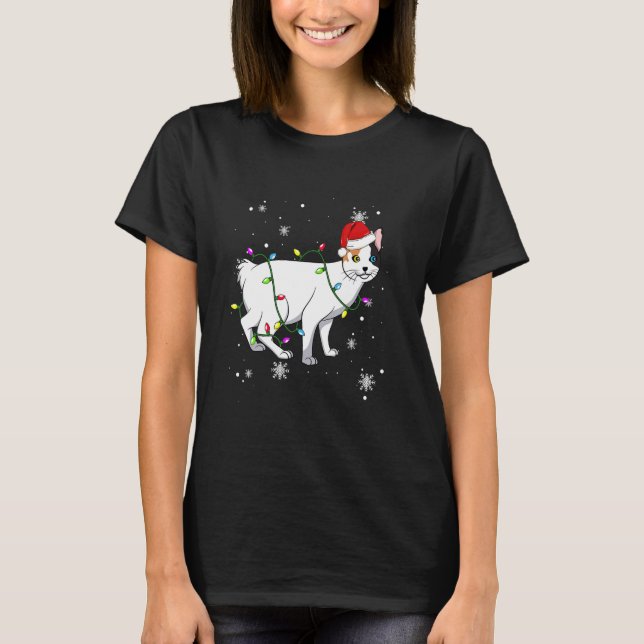 T-shirt Japanese Bobtail Cat Christmas Lights Christmas Ca (Devant)