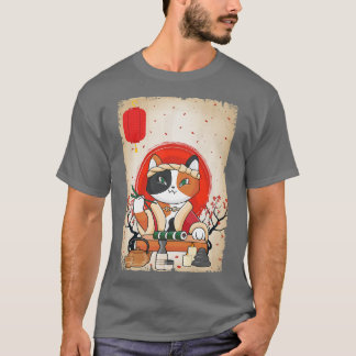 T-shirt Japanese Cat Sushi Cherry Blossom