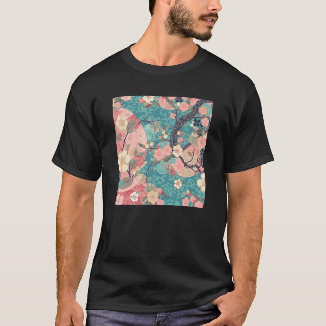 T-shirt Japanese Cherry Blossom Flower Pink Sakura Floral  (Devant)