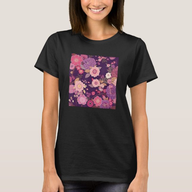 T-shirt Japanese Cherry Blossom Flower Pink Sakura Floral  (Devant)