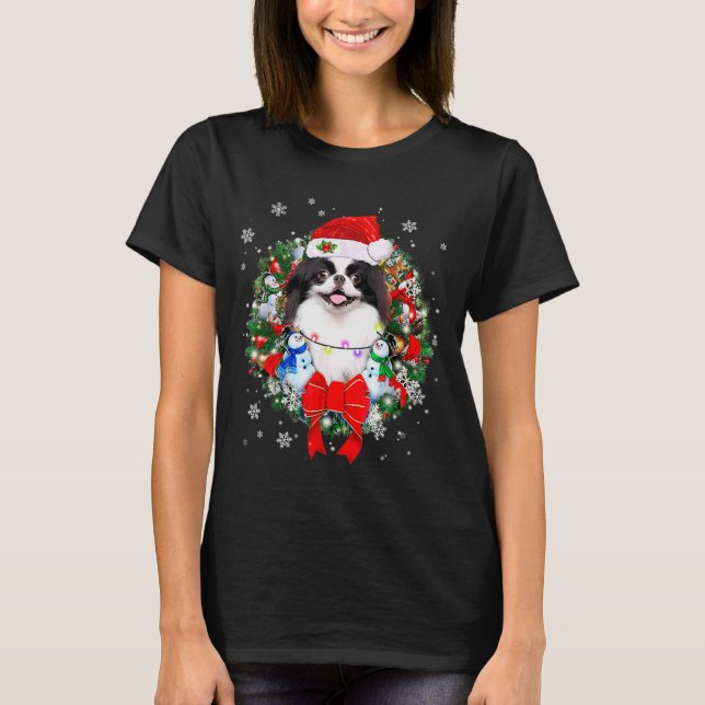 T-shirt Japanese Chin Christmas Wreath Decoration Xmas Paj (Devant)