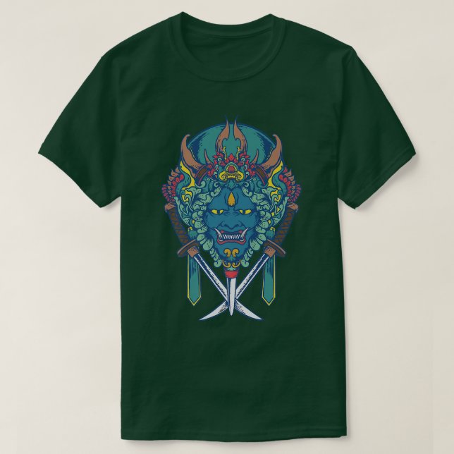 T-shirt Japanese Demon Mask Oni Samurai Mask Demon  (2) (Design devant)