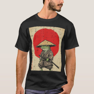 T-shirt Japanese Frog Samurai Katana Sun Kimono Art Men Wo