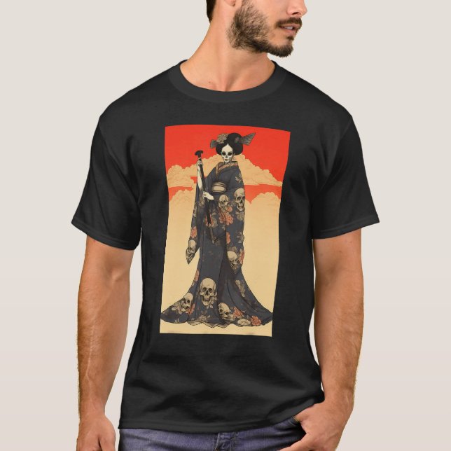 T-shirt Japanese Geisha Skeleton  Geisha Skull (Devant)