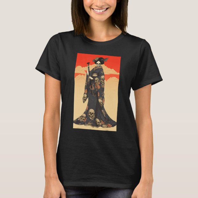T-shirt Japanese Geisha Skeleton  Geisha Skull (Devant)