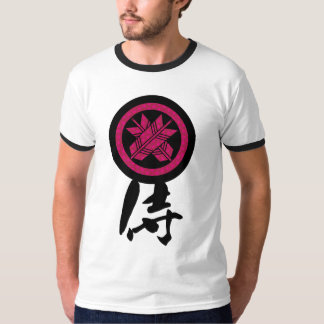 T-shirt Japanese kanji "侍" (samurai) and family crests