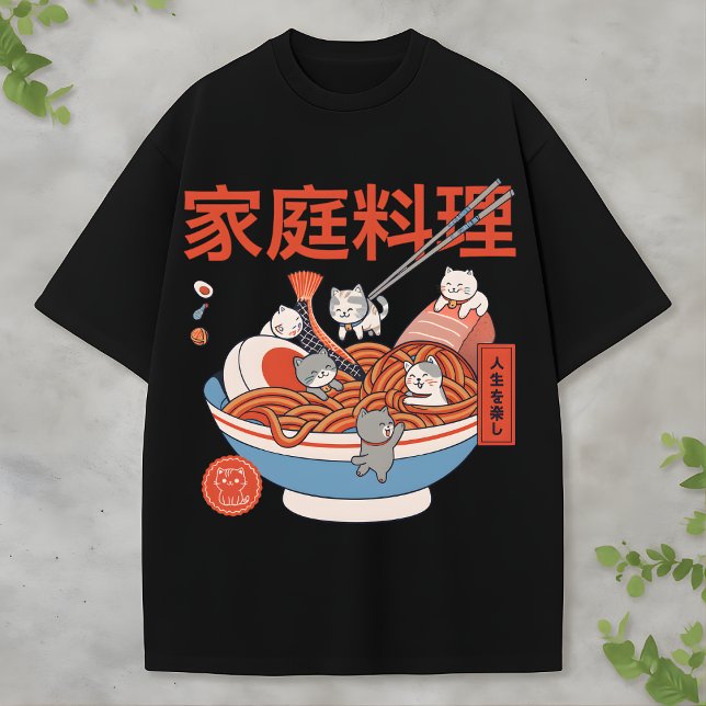 T-shirt Japanese Kawaii Cat Noodles Adorable Food Lovers (Créateur téléchargé)