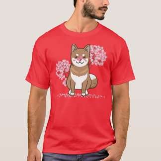 T-shirt Japanese Kawaii Sakura Cherry Blossom Shikoku Dog