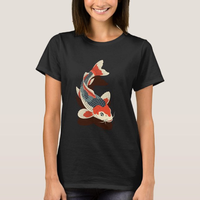 T-shirt Japanese Koi Fish Ukiyo-e & Irezumi Tattoo Art Zen (Devant)