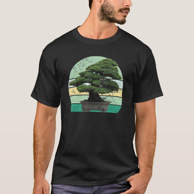 T-shirt Japanese Men And Women Sunset Japan Retro Bonsai T (Devant)